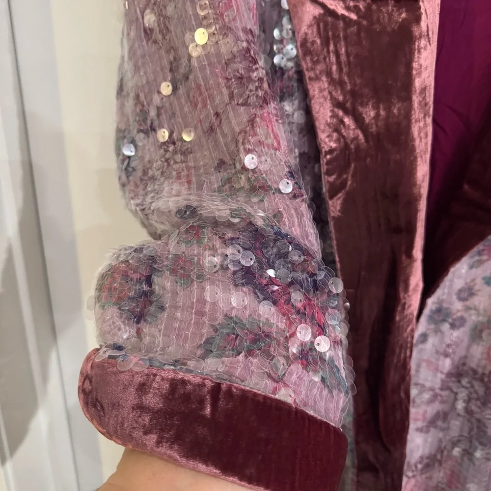Free People Kealey Kimono Sequin in Pink Combo